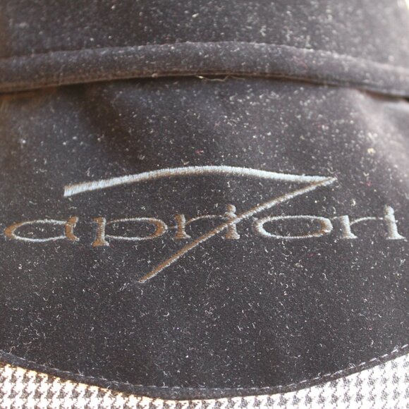 Vintage 80's Apriori Wool Blend Reversable Houndstooth Black Velvet DB Coat 12 - Picture 3 of 7